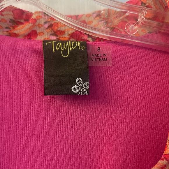 Taylor Vibrant Pink and Red Long Sleeve Dress - Picture 2 of 6